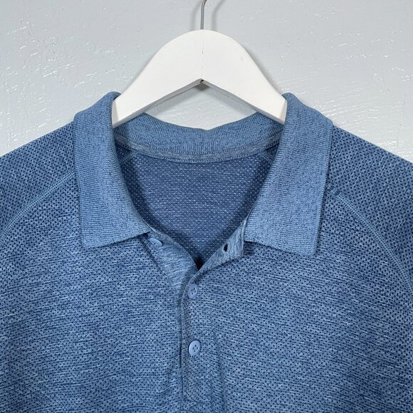 Lululemon Men XL Blue Metal Vent Tech Polo Shirt Short Sleeve Lightweight - Picture 4 of 9